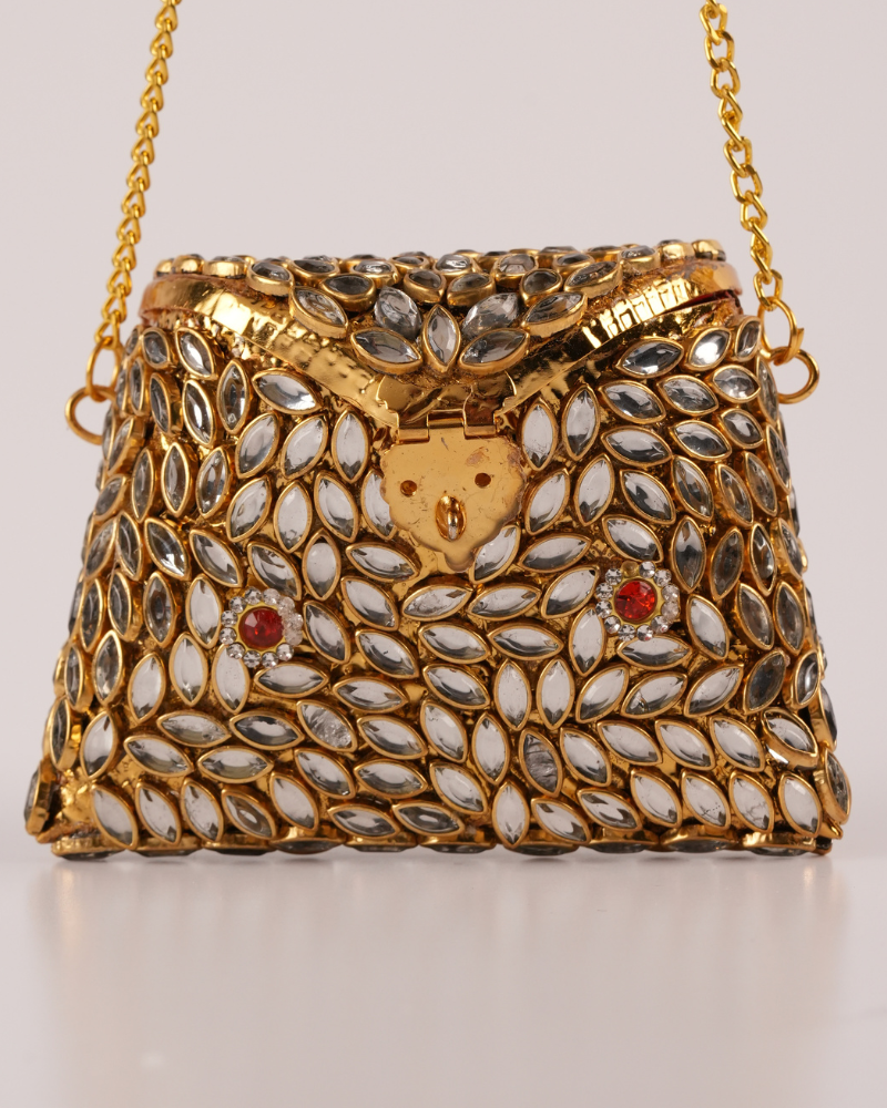 Golden Stone-Embellished Traditional Sling Bag