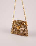 Golden Stone-Embellished Traditional Sling Bag