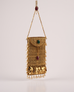 Traditional Golden Pearl & Stone Embellished Sling Batua