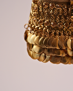 Golden Potli Bag with Stone Work & Decorative Hanging Details