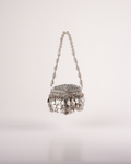 Royal Silver Heritage Potli Bag with Designer Hanging Details