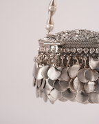Royal Silver Heritage Potli Bag with Designer Hanging Details
