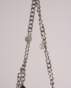 Silver Metallic Chain Sling Bag with Traditional Charms