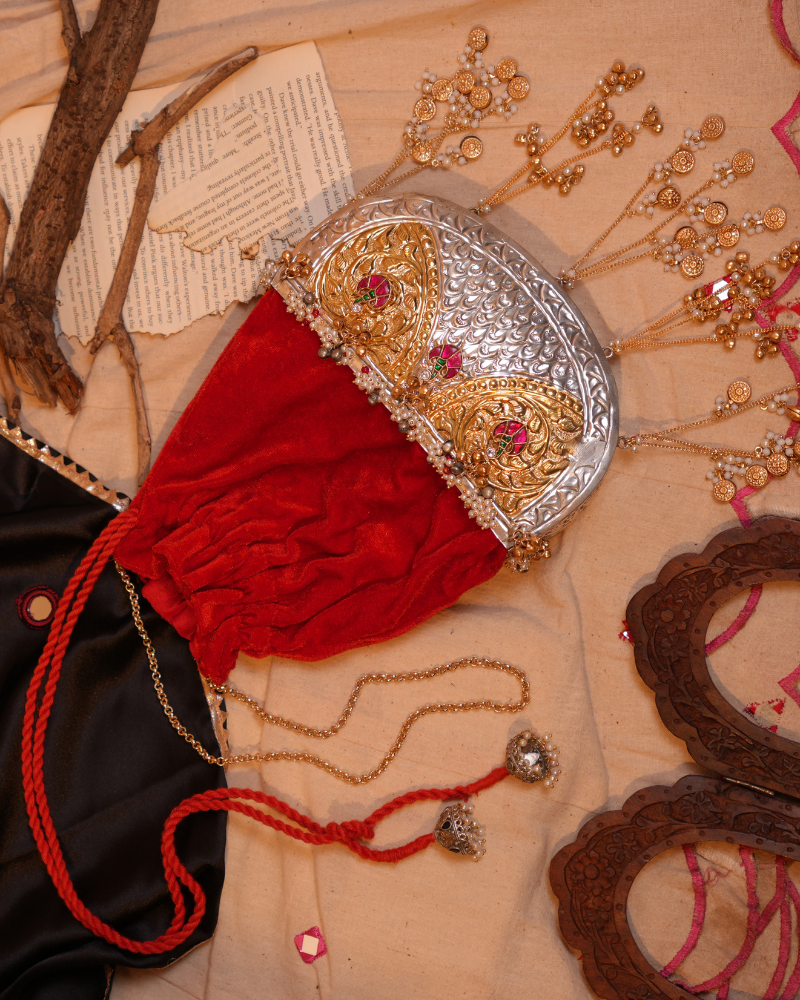 Silver Handcrafted Heritage Potli Bag