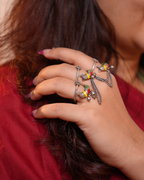 Oxodised 3 Finger Ring Parrot - Multicolor