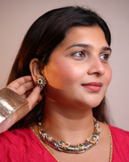 Oxodised embroidered Hasli with Kundan pieces