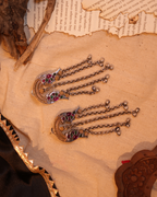 Oxidised Chandbali with Parrots - Pink & Green