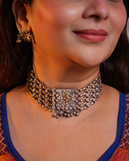 Royal Oxidised Broad Choker with Chains
