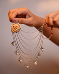 Oxodised Earcuff with Pachi Kundan Ear chains ( 2 Pieces Kan Chains)