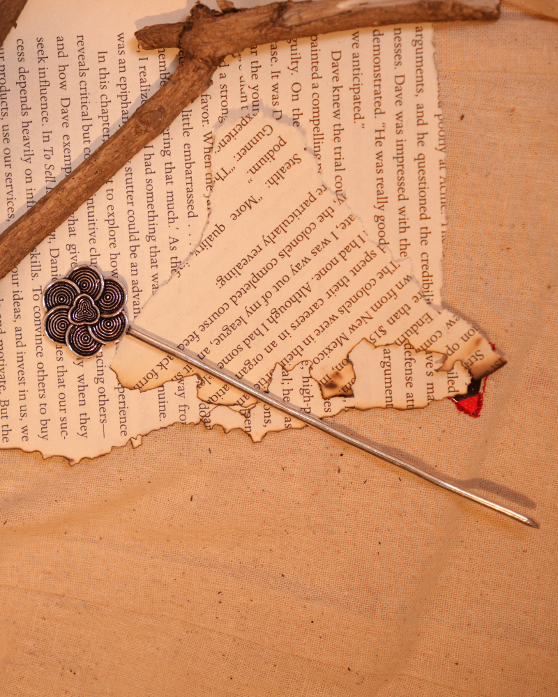 Beautiful Oxidised Flower Hair Pin