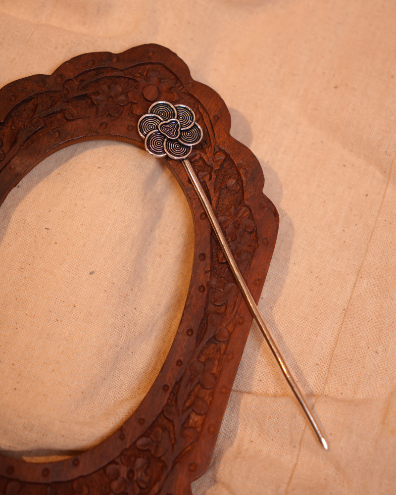Beautiful Oxidised Flower Hair Pin