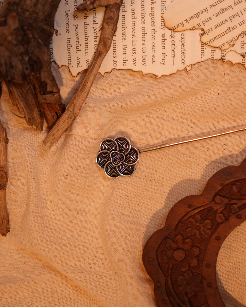 Beautiful Oxidised Flower Hair Pin