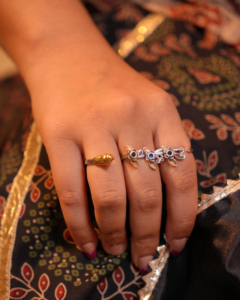two finger Peacock Ring