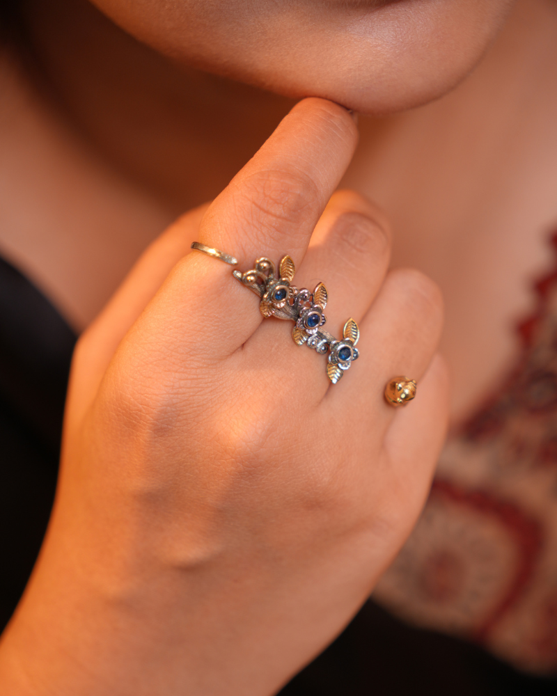 two finger Peacock Ring