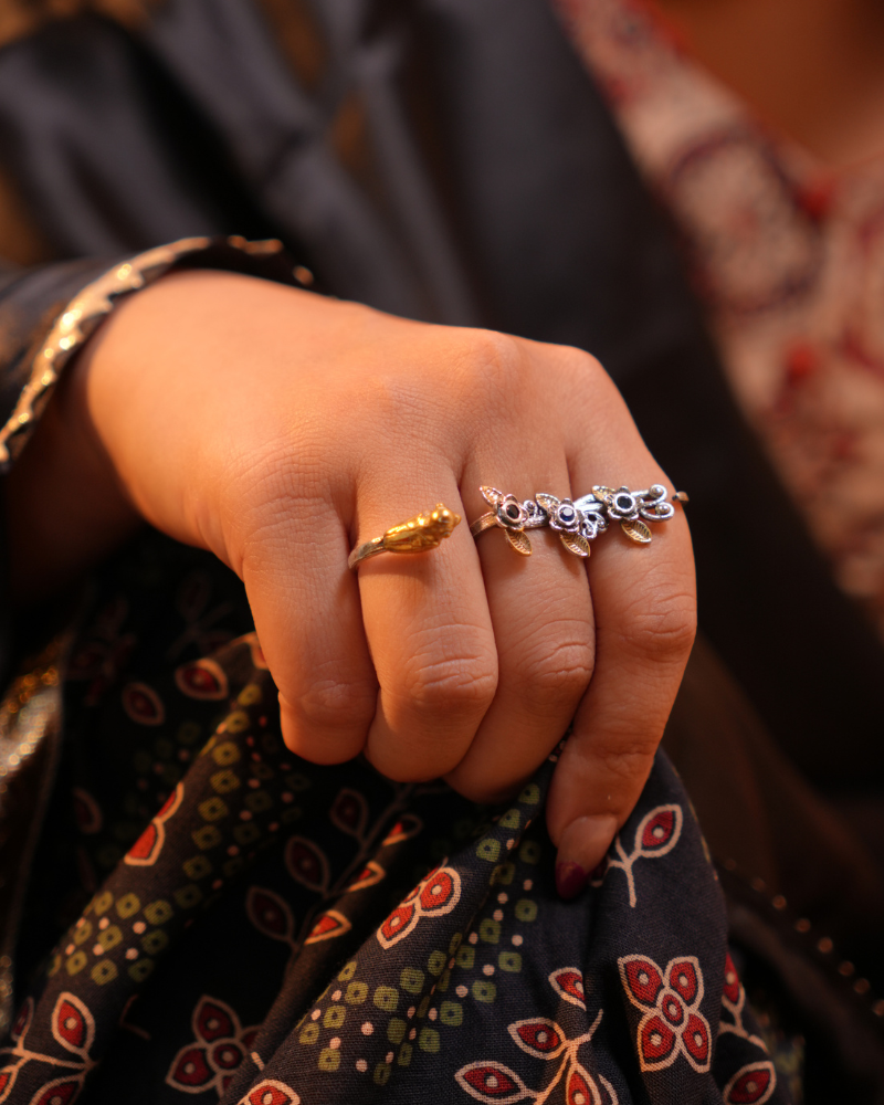 two finger Peacock Ring