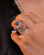 Elephant Motif ring - Orange