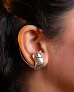 Traditional Oxidised Silver-Plated Orange Ear Cuff with Pigeon