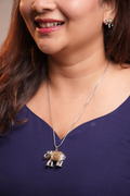 Oxidised Nandi Chain Pendant with earrings