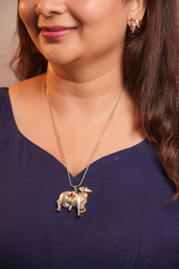 Silver Nandi Pendant Necklace