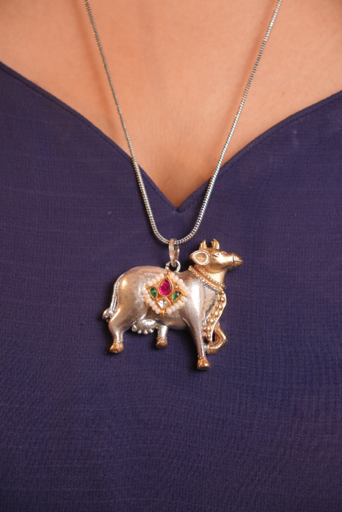 Silver Nandi Pendant Necklace