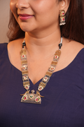 Oxidised Dual Peacock Necklace with Tribal work