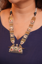 Oxidised Dual Peacock Necklace with Tribal work