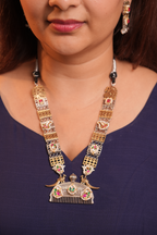 Oxidised Dual Peacock Necklace with Tribal work