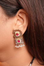 Oxidised Dual Peacock Necklace with Tribal work