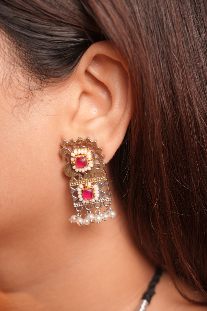 Oxidised Dual Peacock Necklace with Tribal work