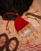 Silver Handcrafted Heritage Potli Bag