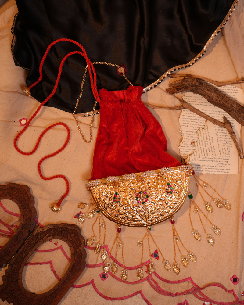 Golden Handcrafted Heritage Potli Bag