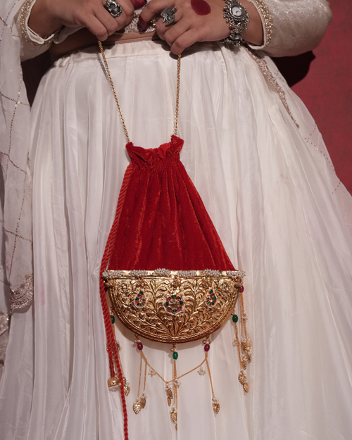 Golden Handcrafted Heritage Potli Bag