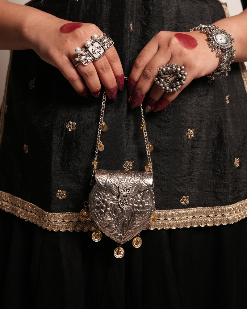 Silver Heritage Batua with Hanging