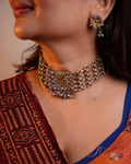Royal Oxidised Broad Choker with Chains