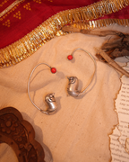 Traditional Oxidised Silver-Plated Orange Ear Cuff with Pigeon