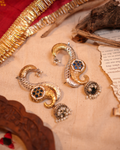 Traditional Oxidised Blue Ear Cuff With Motifs
