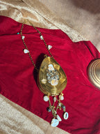 Royal Gold-Tone Shell Embellished Teardrop Batua