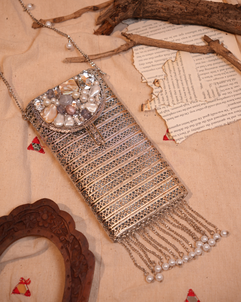 Silver Heritage Phone Sling with Mother of Pearl