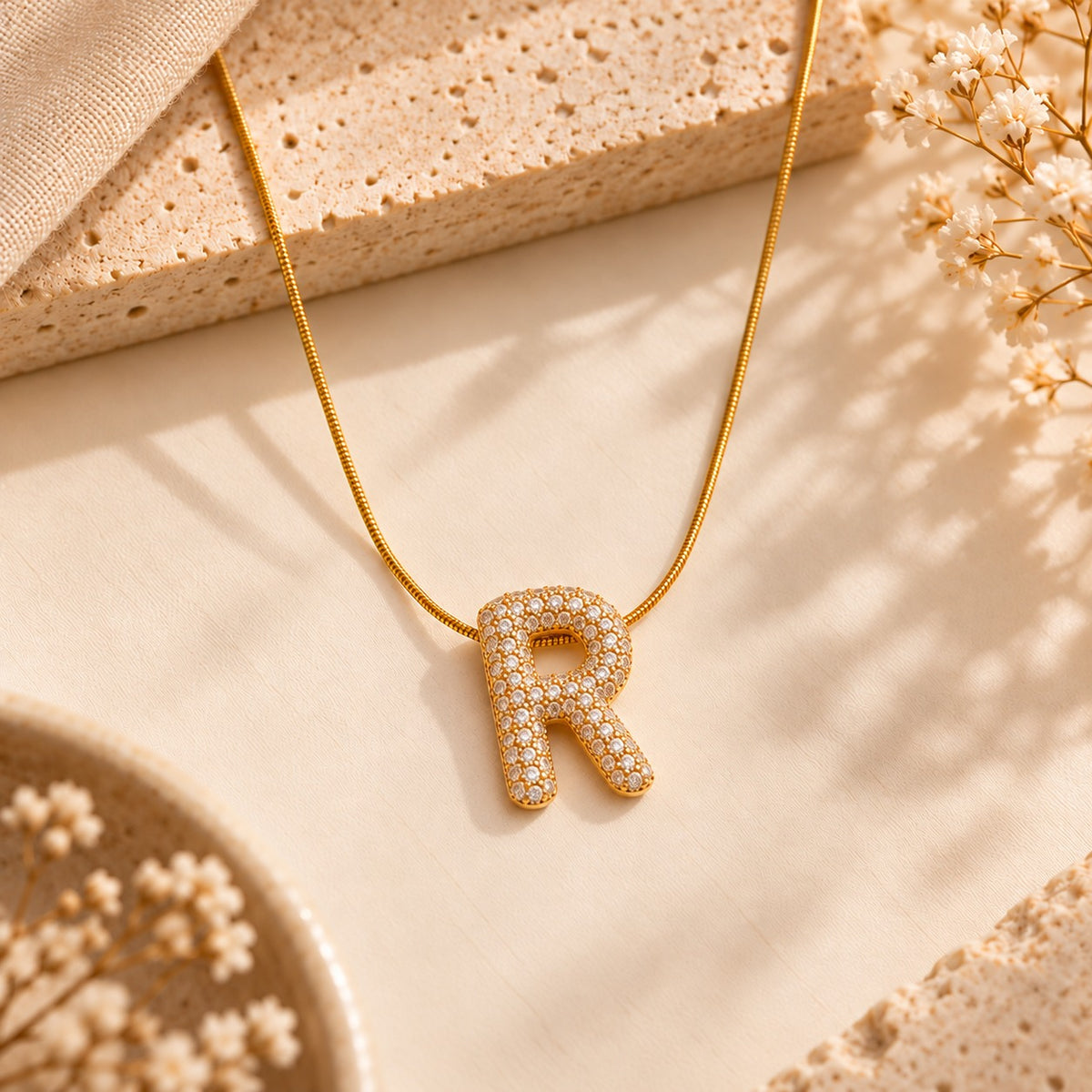 Gold-Tone Initial Letter Necklace