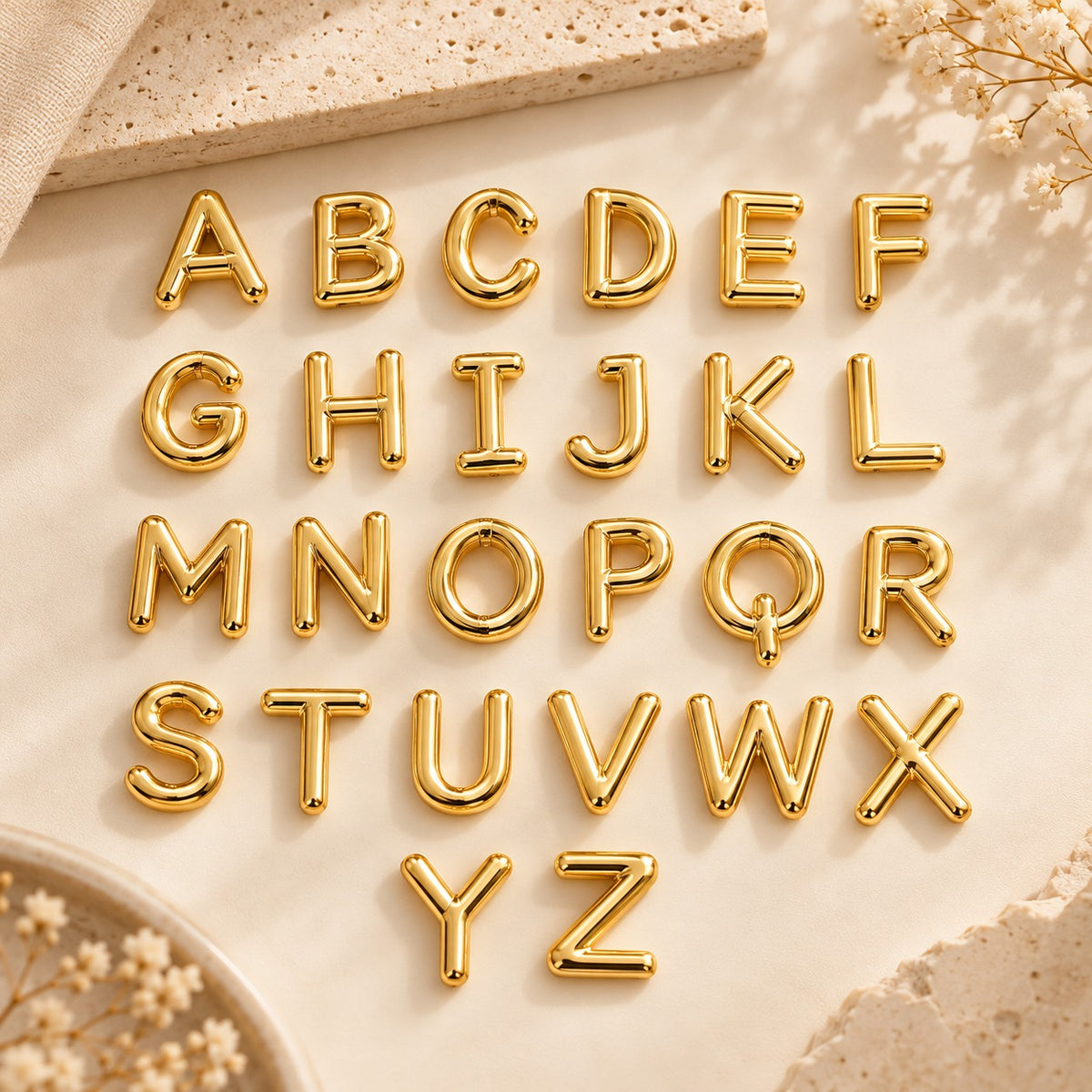 Mini Bubble Initial Necklace | Gold Letter Pendant A–Z (Copy)